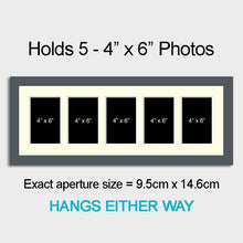 Load image into Gallery viewer, Multi Photo Picture Frame Holds 5 6"x4" Photos in a 29mm Dark Grey Frame - Multi Photo Frames