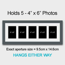Load image into Gallery viewer, Multi Photo Picture Frame Holds 5 6"x4" Photos in a 29mm Dark Grey Frame - Multi Photo Frames