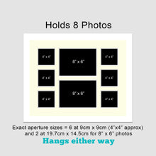 Load image into Gallery viewer, Multi Photo Picture Frame Holds 6 4"x4" and 2 8"x6" Photos in a White Wood Frame - Multi Photo Frames