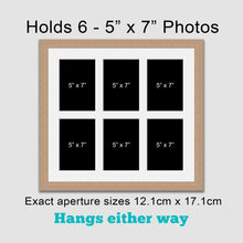 Load image into Gallery viewer, Multi Photo Picture Frame Holds 6 5" x 7" Photos in a 20mm Wide Oak Veneer Wooden Frame - Multi Photo Frames