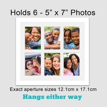 Load image into Gallery viewer, Multi Photo Picture Frame Holds 6 5" x 7" Photos in a 22mm White Wood Frame - Multi Photo Frames