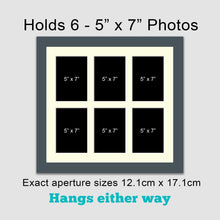 Load image into Gallery viewer, Multi Photo Picture Frame Holds 6 5" x 7" Photos in a 29mm Dark Grey Frame - Multi Photo Frames
