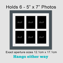 Load image into Gallery viewer, Multi Photo Picture Frame Holds 6 5" x 7" Photos in a 29mm Dark Grey Frame - Multi Photo Frames
