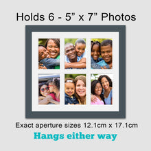 Load image into Gallery viewer, Multi Photo Picture Frame Holds 6 5" x 7" Photos in a 29mm Dark Grey Frame - Multi Photo Frames