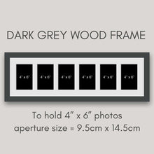 Load image into Gallery viewer, Multi Photo Picture Frame Holds 6 6"x4" Photos in a 29mm Dark Grey Frame - Multi Photo Frames