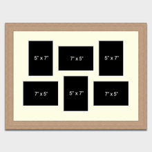 Load image into Gallery viewer, Multi Photo Picture Frame Holds 6 7"x5" Photos in a 30mm Oak Veneer Frame - Multi Photo Frames
