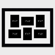 Load image into Gallery viewer, Multi Photo Picture Frame Holds 6 7"x5" Photos in a 33mm Black Frame - Multi Photo Frames