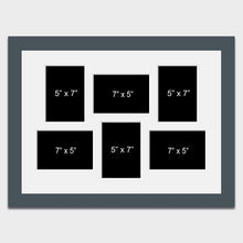 Load image into Gallery viewer, Multi Photo Picture Frame Holds 6 7"x5" Photos in a 40mm Dark Grey Frame - Multi Photo Frames