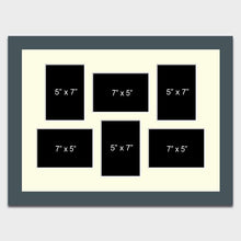 Load image into Gallery viewer, Multi Photo Picture Frame Holds 6 7"x5" Photos in a 40mm Dark Grey Frame - Multi Photo Frames