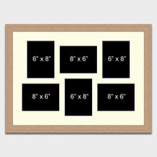 Load image into Gallery viewer, Multi Photo Picture Frame Holds 6 8"x6" Photos in a 30mm Oak Veneer Frame - Multi Photo Frames