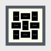Load image into Gallery viewer, Multi Photo Picture Frame Holds 9 6x4 Photos in a dark grey wood frame - Multi Photo Frames