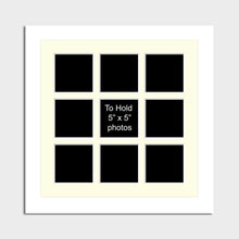 Load image into Gallery viewer, Multi Photo Picture Frame Holds 9 Photos 5x5 in a 33mm White Wood Frame - Multi Photo Frames