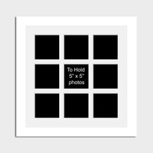 Load image into Gallery viewer, Multi Photo Picture Frame Holds 9 Photos 5x5 in a 33mm White Wood Frame - Multi Photo Frames