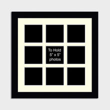 Load image into Gallery viewer, Multi Photo Picture Frame Holds 9 Photos 5x5 Photos in a 33mm Black Frame - Multi Photo Frames