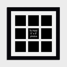 Load image into Gallery viewer, Multi Photo Picture Frame Holds 9 Photos 5x5 Photos in a 33mm Black Frame - Multi Photo Frames