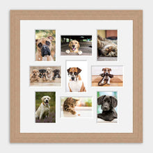Load image into Gallery viewer, Multi Photo Picture Frame Holds to hold 9 6x4 Photos in a 30mm Oak Veneer Frame - Multi Photo Frames