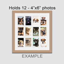 Load image into Gallery viewer, Multi Photo Picture Frame to Hold 12 6"x4" photos in Oak Veneer - Multi Photo Frames
