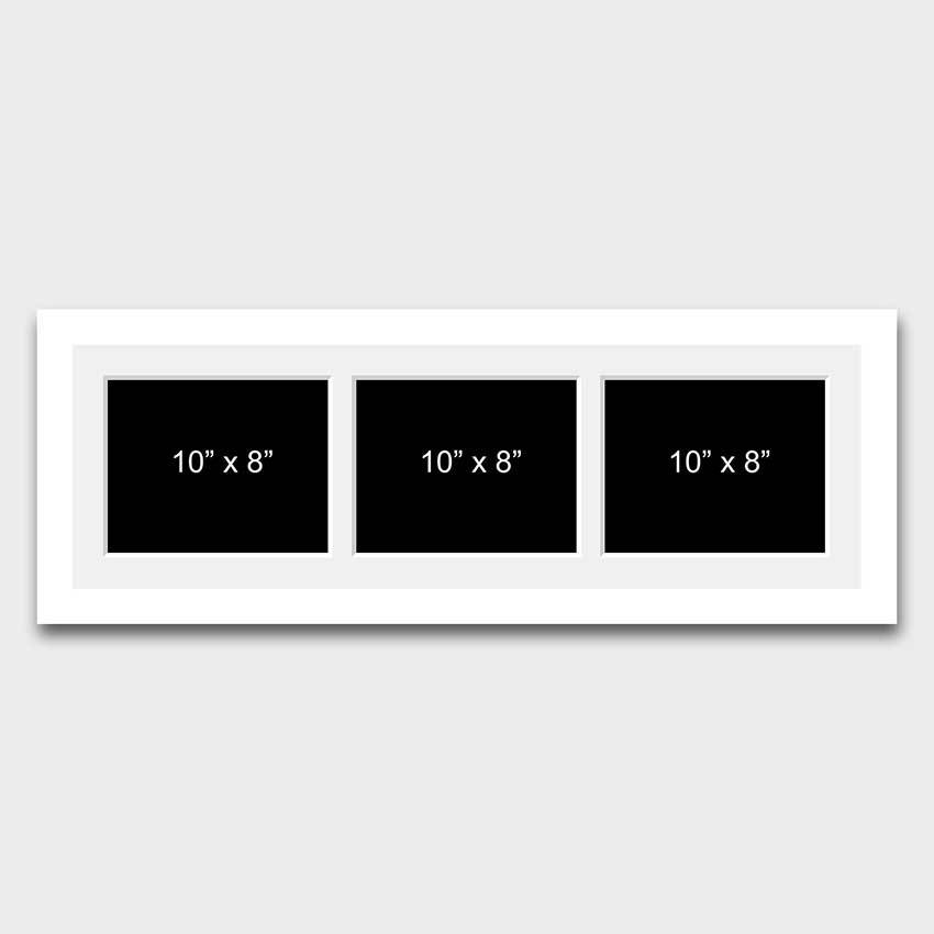 Multi Photo Picture Frame to Hold 3 10"x8" Photos in a White Frame