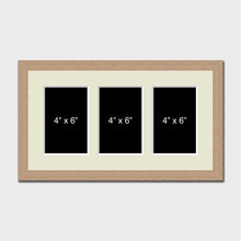 Load image into Gallery viewer, Multi Photo Picture Frame to hold 3 4" x 6" Photos in an Oak Veneer Frame - Multi Photo Frames