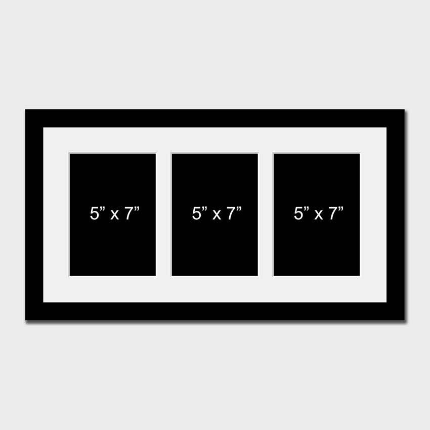Multi Photo Picture Frame to hold 3 5"x7" Photos in a Black Frame
