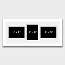 Load image into Gallery viewer, Multi Photo Picture Frame to hold 3 8" x 6" mixed photos in a White Wood Frame - Multi Photo Frames