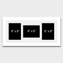 Load image into Gallery viewer, Multi Photo Picture Frame to hold 3 8" x 6" Mixed Photos in a White Wood Frame - Multi Photo Frames