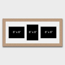 Load image into Gallery viewer, Multi Photo Picture Frame to hold 3 8" x 6" Mixed Shape Photos in an Oak Veneer Frame - Multi Photo Frames