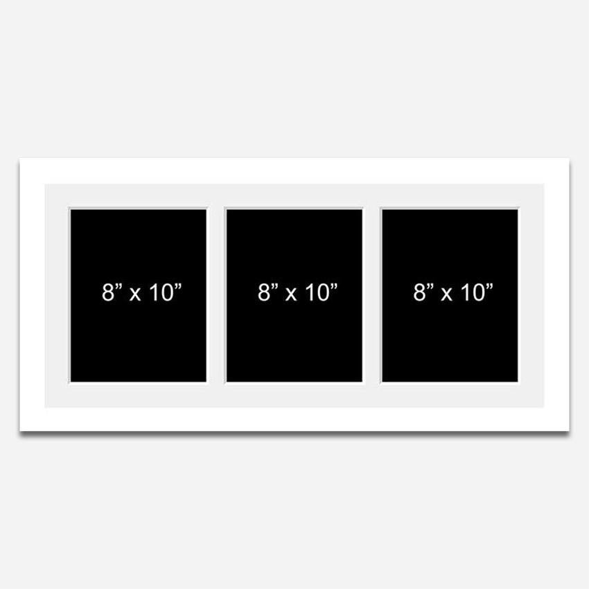 Multi Photo Picture Frame to Hold 3 8"x10" Photos in a White Wood Fram