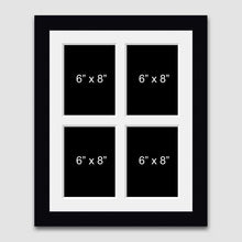 Load image into Gallery viewer, Multi Photo Picture Frame With 4 Apertures for 6" x 8" Photos in a Black Frame - Multi Photo Frames