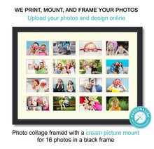 Load image into Gallery viewer, Personalised Photo Collage Printed and Framed for 16 Photos - Black Frame - Multi Photo Frames
