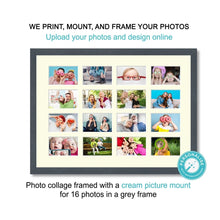 Load image into Gallery viewer, Personalised Photo Collage Printed and Framed for 16 Photos - Grey Frame - Multi Photo Frames