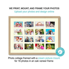 Load image into Gallery viewer, Personalised Photo Collage Printed and Framed for 16 Photos - Oak Veneer Frame - Multi Photo Frames