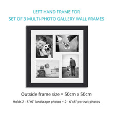 Load image into Gallery viewer, Photo Collage Frames - Set of 3 Multi Photo Frames in Black Wood - Multi Photo Frames