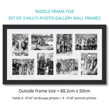 Load image into Gallery viewer, Photo Collage Frames - Set of 3 Multi Photo Frames in Black Wood - Multi Photo Frames