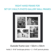 Load image into Gallery viewer, Photo Collage Frames - Set of 3 Multi Photo Frames in Black Wood - Multi Photo Frames