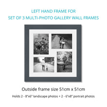Load image into Gallery viewer, Photo Collage Frames - Set of 3 Multi Photo Frames in Grey Wood - Multi Photo Frames