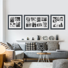 Load image into Gallery viewer, Photo Collage Frames - Set of 3 Multi Photo Frames in Grey Wood - Multi Photo Frames