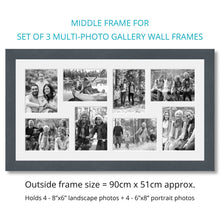 Load image into Gallery viewer, Photo Collage Frames - Set of 3 Multi Photo Frames in Grey Wood - Multi Photo Frames