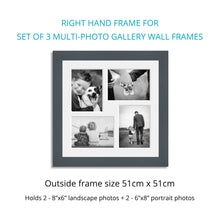 Load image into Gallery viewer, Photo Collage Frames - Set of 3 Multi Photo Frames in Grey Wood - Multi Photo Frames