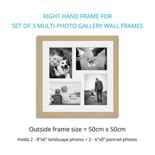Load image into Gallery viewer, Photo Collage Frames - Set of 3 Multi Photo Frames in Oak Veneer - Multi Photo Frames