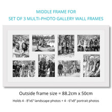 Load image into Gallery viewer, Photo Collage Frames - Set of 3 Multi Photo Frames in White Wood - Multi Photo Frames