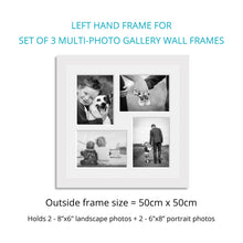 Load image into Gallery viewer, Photo Collage Frames - Set of 3 Multi Photo Frames in White Wood - Multi Photo Frames