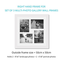 Load image into Gallery viewer, Photo Collage Frames - Set of 3 Multi Photo Frames in White Wood - Multi Photo Frames