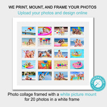 Load image into Gallery viewer, Photo Collage Printed and Framed for 20 Photos in a White Frame - Multi Photo Frames