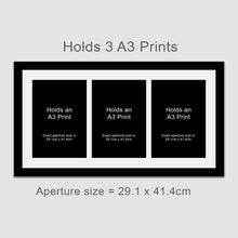 Load image into Gallery viewer, Picture Frame for 3 A3 prints or photos in a Black Wooden Frame - Multi Photo Frames