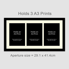 Load image into Gallery viewer, Picture Frame for 3 A3 prints or photos in a Black Wooden Frame - Multi Photo Frames
