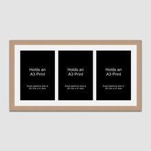 Load image into Gallery viewer, Picture Frame for 3 A3 prints or photos in an Oak Veneer Wood Frame - Multi Photo Frames
