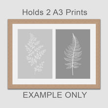 Load image into Gallery viewer, Picture Frame holds 2 A3 prints or photos in an Oak Veneer Wood Frame - Multi Photo Frames