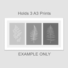 Load image into Gallery viewer, Picture Frame holds 3 A3 prints or photos in a White Wood Frame - Multi Photo Frames