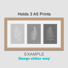 Load image into Gallery viewer, Picture Frame holds 3 A5 prints or photos in an Oak Veneer Wood Frame - Multi Photo Frames
